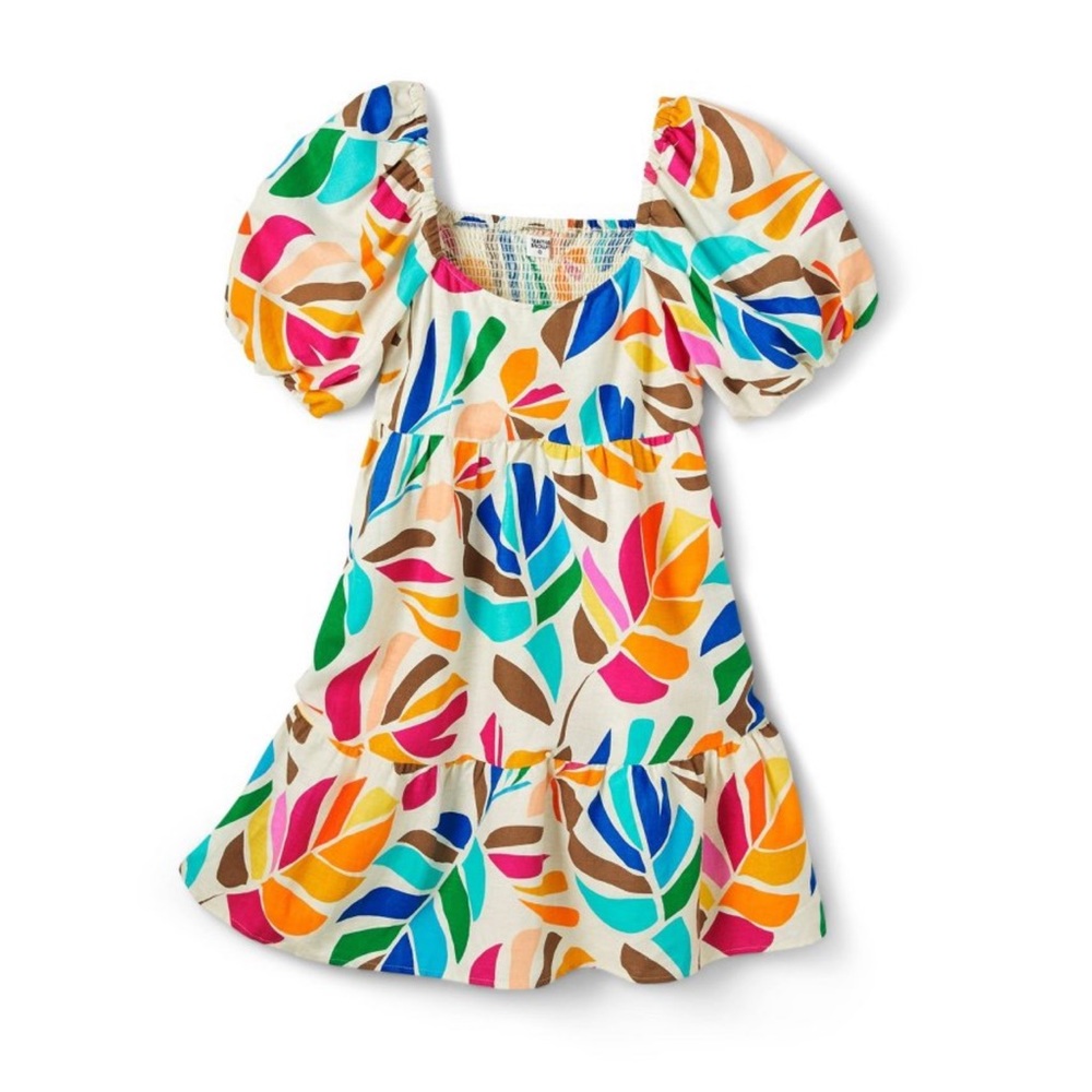 NWT Tabitha Brown Target Botanical Print Puff Sleeve Mini Dress , never worn XXS